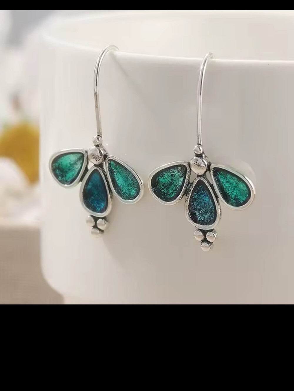 Vintage‎ Earrings Green Blue Gemstone Women's Dangle Jewelry New G13